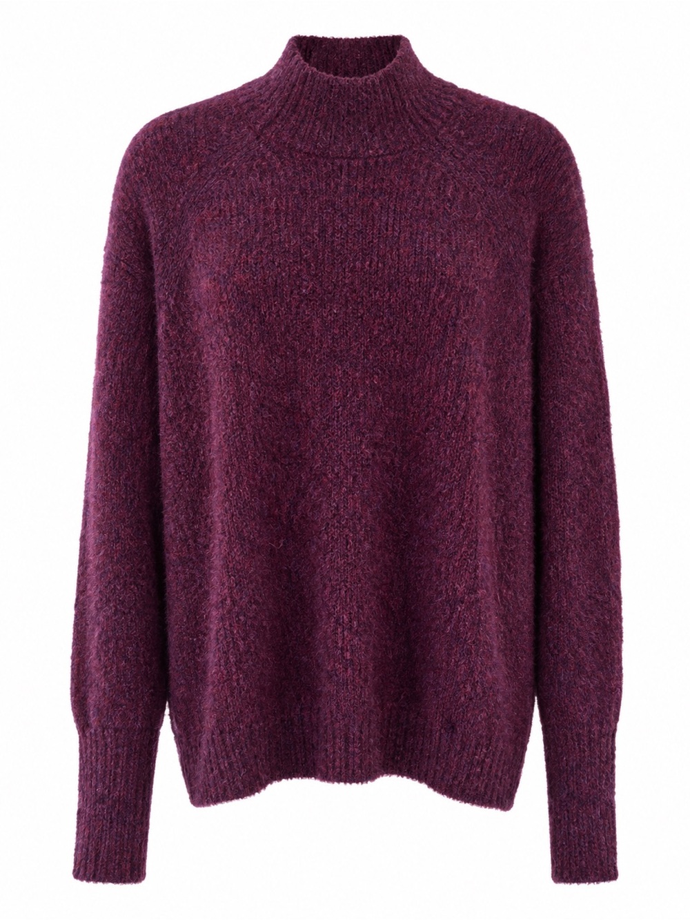 Marled Reunited Eyelash Mock Neck Pullover Sweater Purple Maroon Women's Large